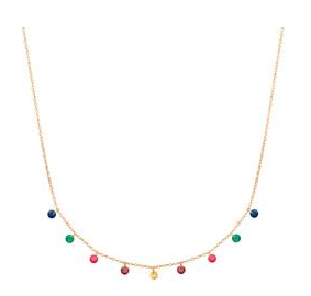 COLLIER PLAQUE OR PAMPILLES MULTICOLORES